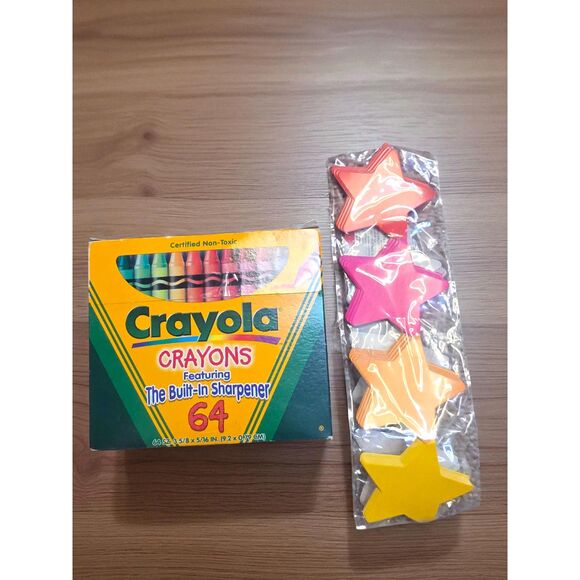 Vintage 1997 Crayola Binney & Smith 64 Pack with Built-In Sharpener OPEN BOX - Picture 1 of 8